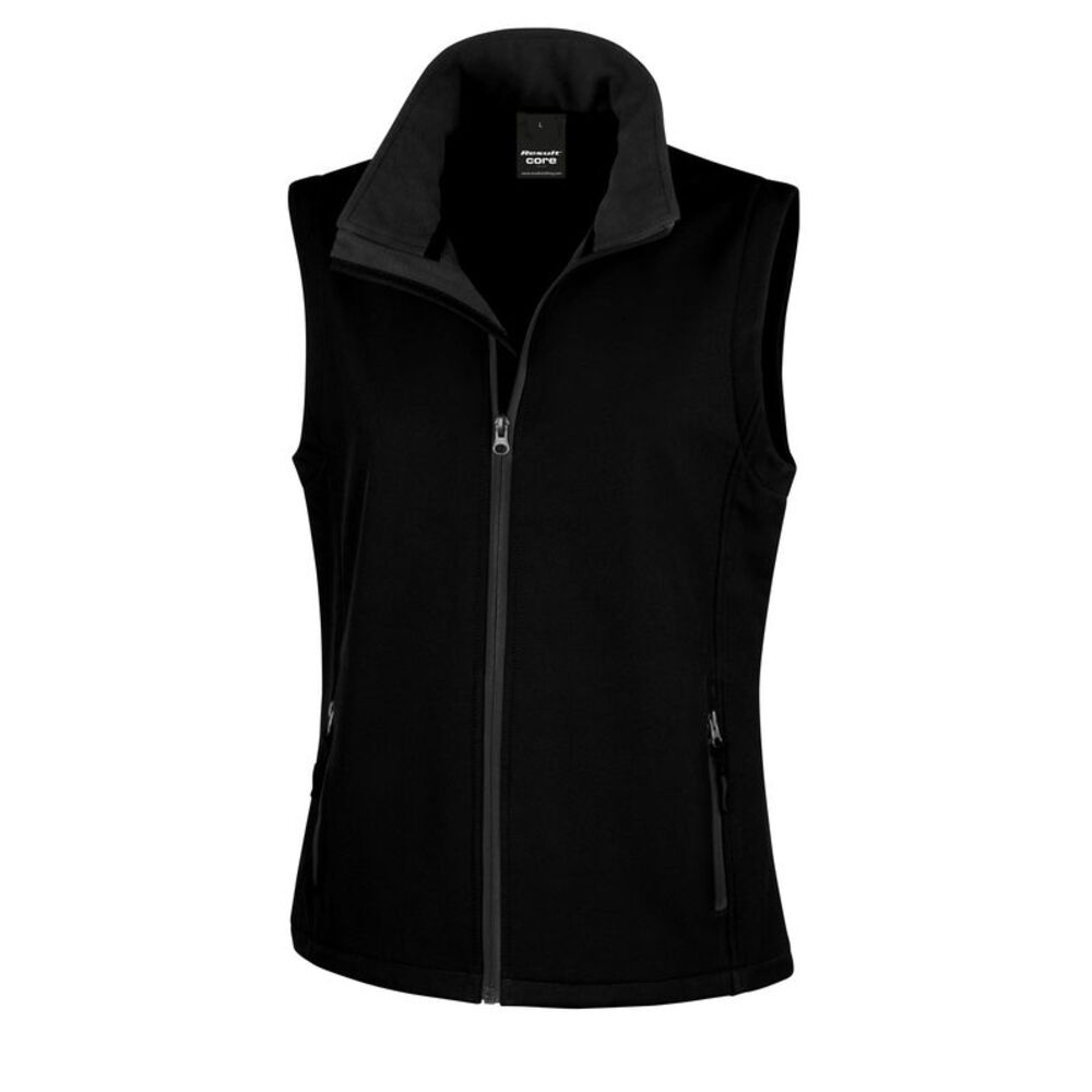 Result Core Womens/Ladies Printable Softshell Bodywarmer / Black / Black